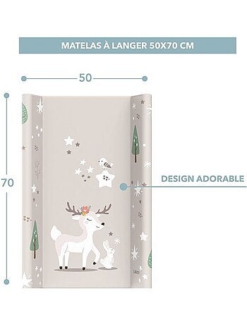 Matelas à langer bébé rigide 50x70 cm, rebords - kikido
