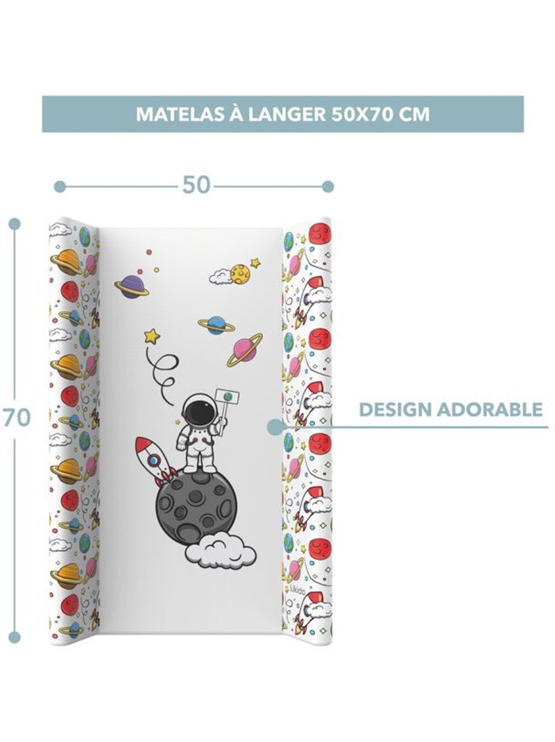 Matelas à langer bébé rigide à rebords 50x70 cm astronaute - kikido Blanc - Kiabi