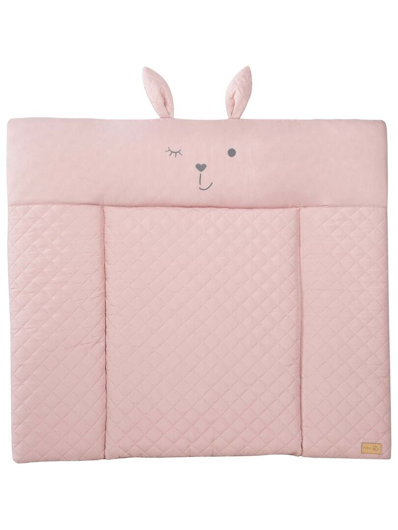 Matelas à langer déperlant avec tête de lapin 'Roba roba style' Rose pastel - Kiabi