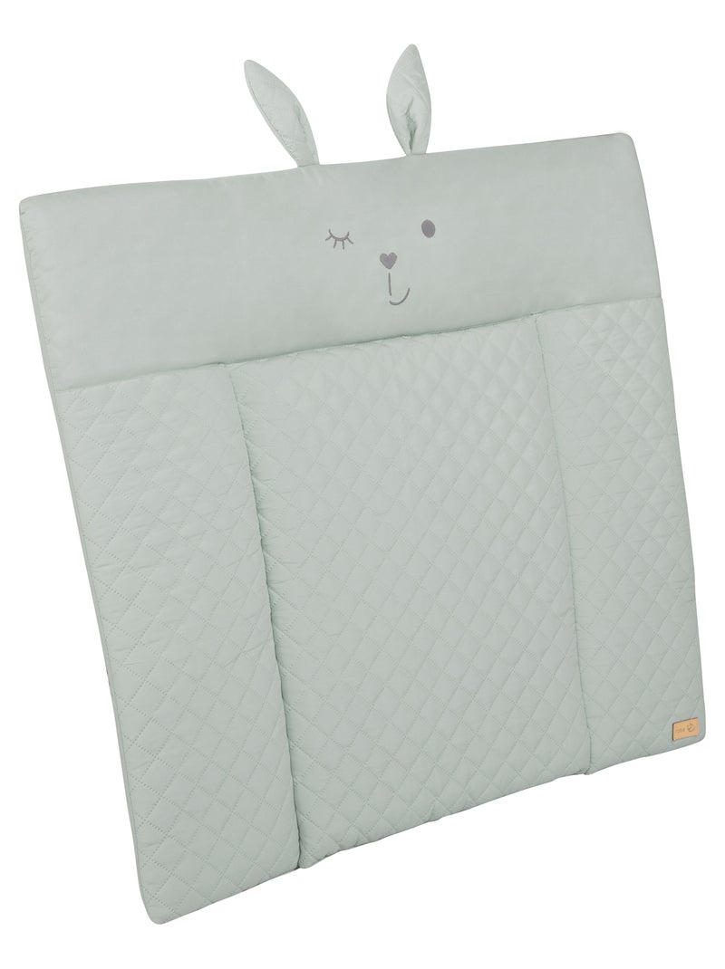 Matelas à langer déperlant avec tête de lapin 'Roba roba style' Vert d'eau - Kiabi