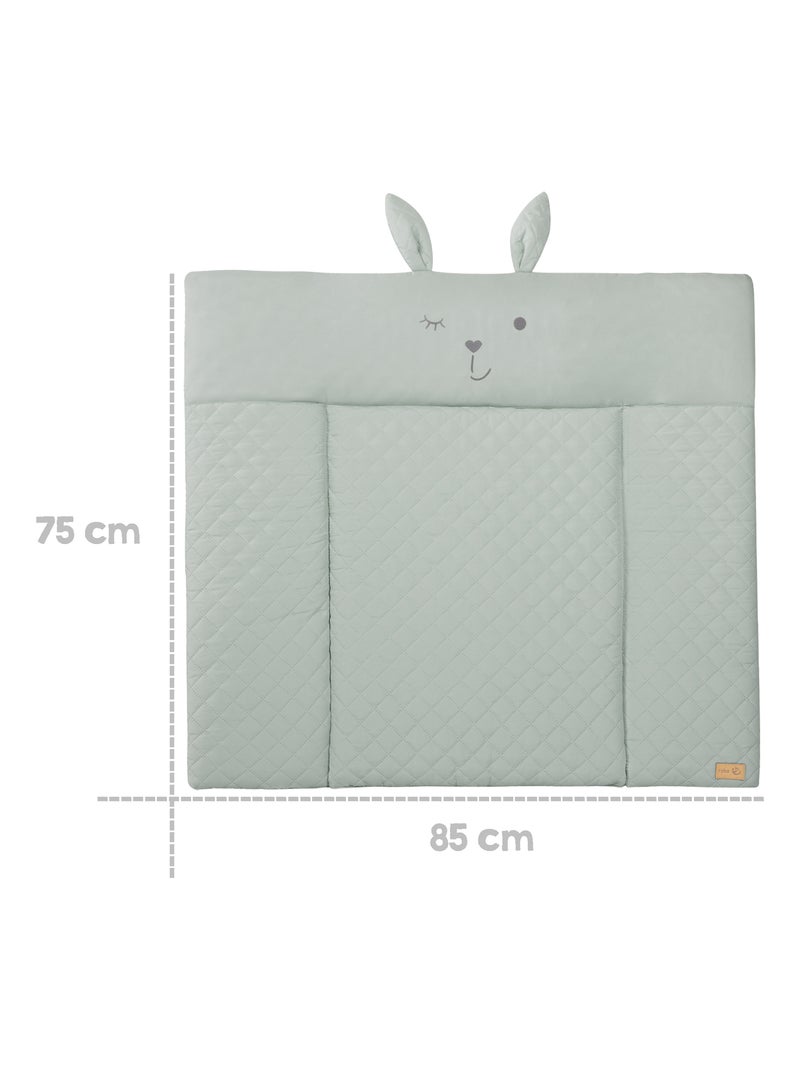 Matelas à langer déperlant avec tête de lapin 'Roba roba style' Vert d'eau - Kiabi