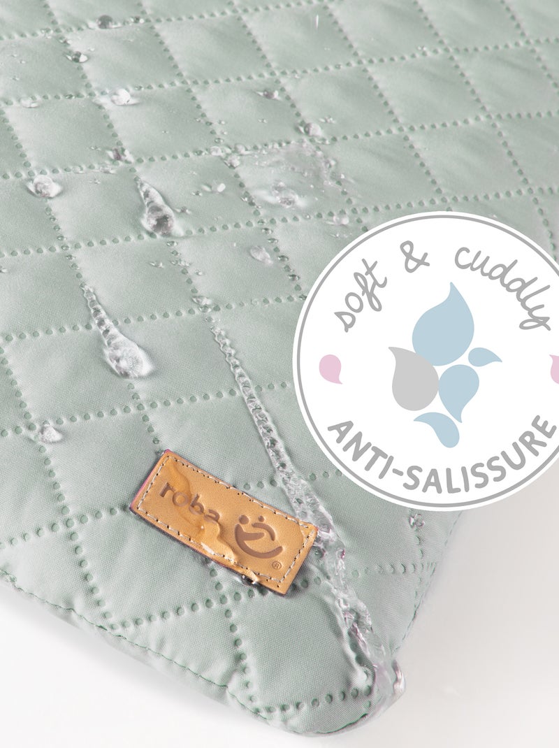 Matelas à langer déperlant avec tête de lapin 'Roba roba style' Vert d'eau - Kiabi