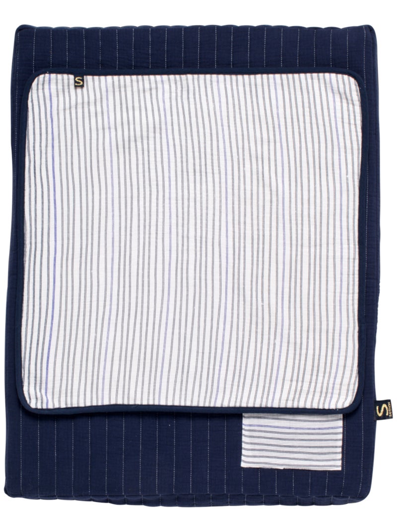 Matelas à langer en double gaze de coton et sa serviette - SAUTHON Bleu - Kiabi