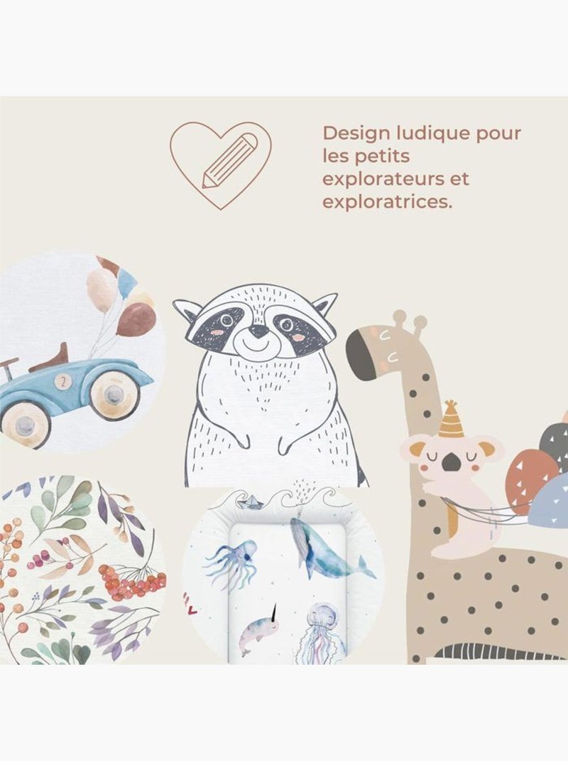 Matelas à langer épais lavable imperméable - joyeux safari - ceba baby Blanc - Kiabi