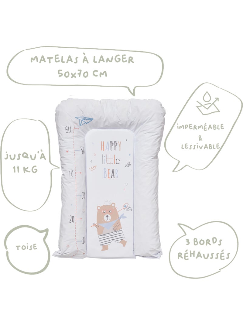 Matelas à langer Flocons 50x70 cm - Matelas à langer pour bébé en PVC Bleu Gris clair - Kiabi
