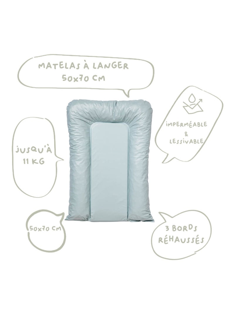 Matelas à langer Flocons Naissance en PVC Uni - Babycalin Bleu - Kiabi