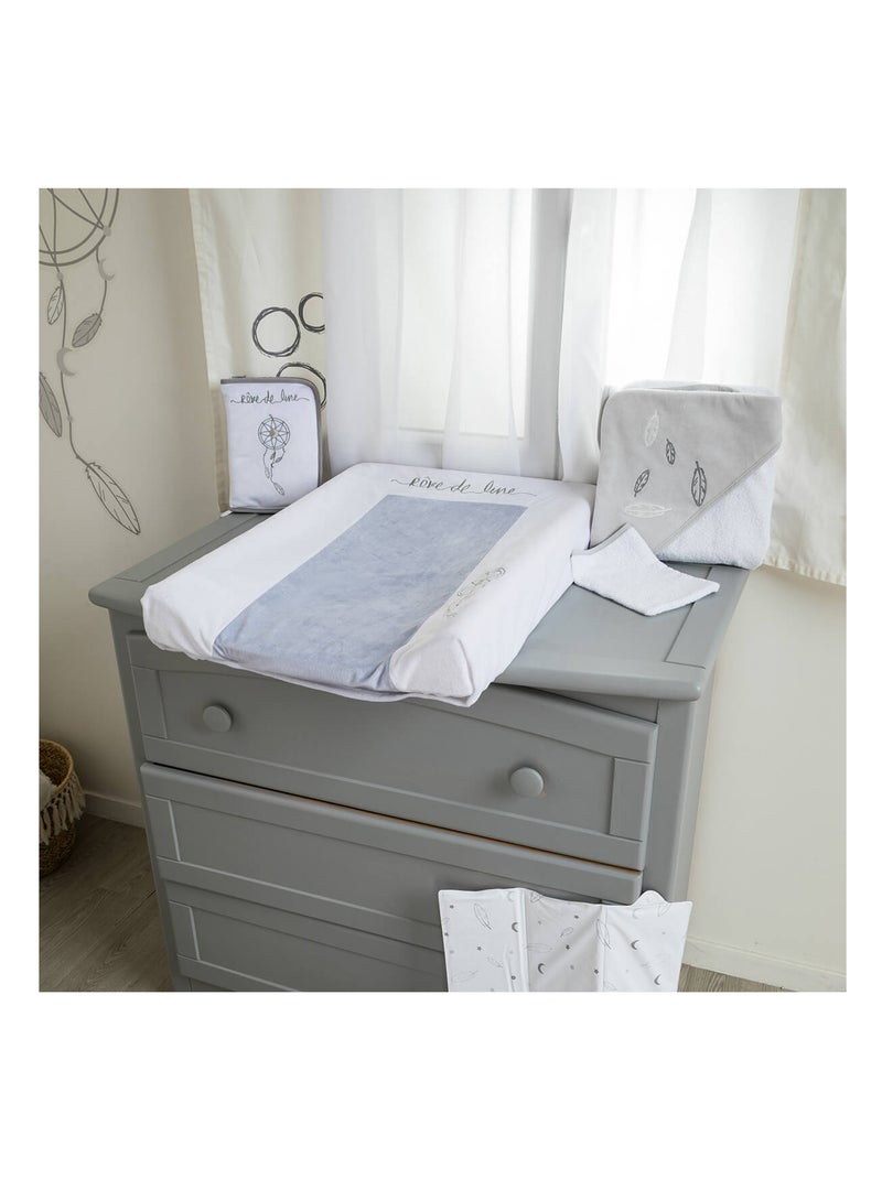 Matelas à langer Luxe Intégral en velours - Attrape Rêve - Little Band Blanc Argenté Gris - Kiabi