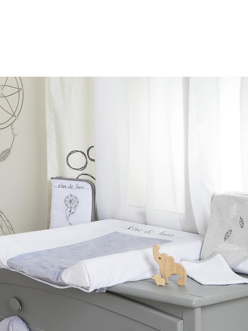 Matelas à langer Luxe Intégral en velours - Attrape Rêve - Little Band Blanc Argenté Gris - Kiabi