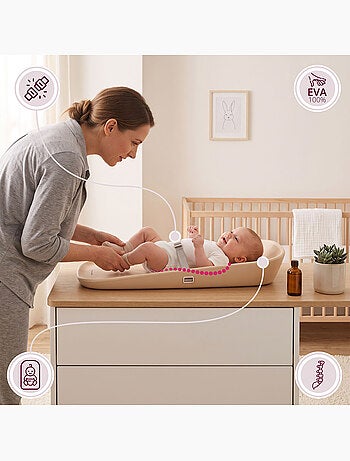Matelas à langer plan souple imperméable ceinture de sécurité moby-system
