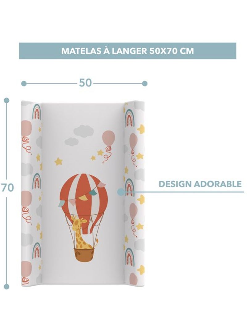 Matelas à langer rigide 50x70 cm imperméable motif montgolfière - kikido Blanc - Kiabi