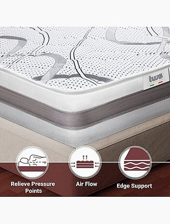 Matelas à mémoire de forme the white stone - h.27 cm - orthopédique