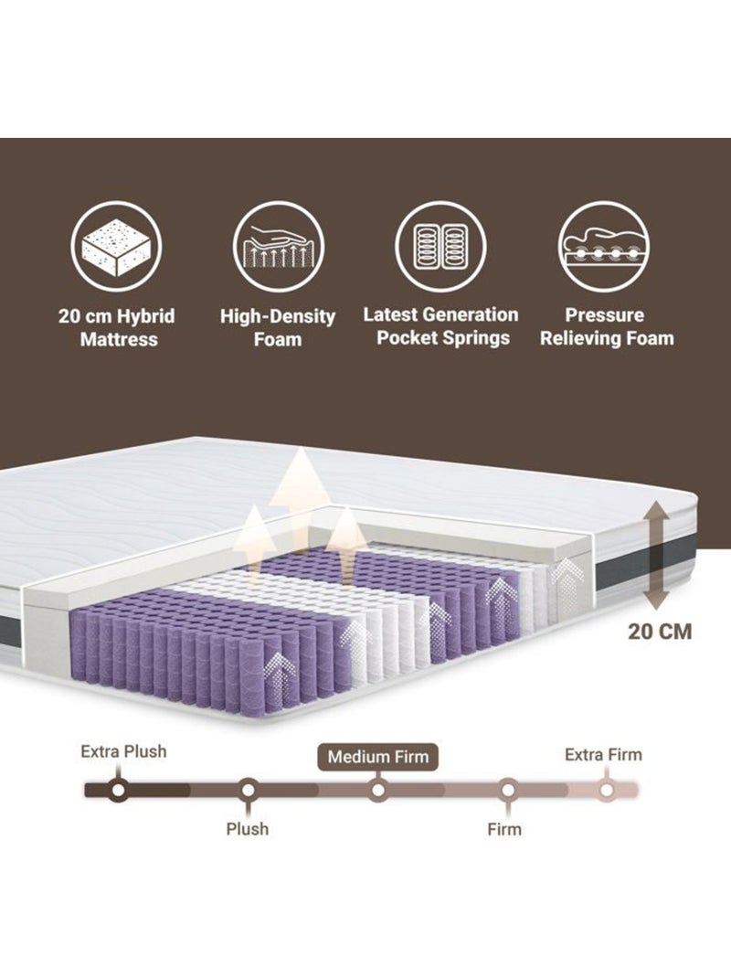 Matelas à ressorts ensachés THE WHITE STONE - H.20 cm - Orthopédique Blanc - Kiabi