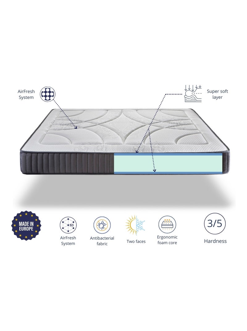 Matelas ANTARES Épaisseur 24 CM - Mousse haute densité - Système Multi-Zones de confort N/A - Kiabi