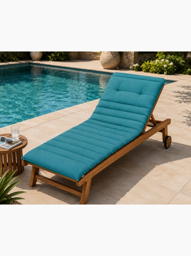 Matelas Bain de soleil en coton bleu 60 x 180 cm Bleu - Kiabi