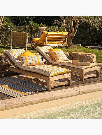 Matelas bain de soleil extérieur rayé