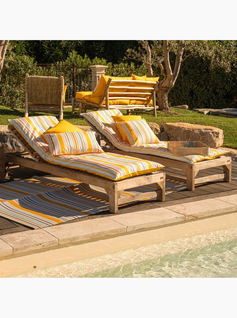 Matelas bain de soleil extérieur rayé Jaune foncé - Kiabi
