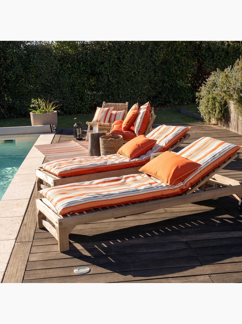 Matelas bain de soleil extérieur rayé Orange - Kiabi