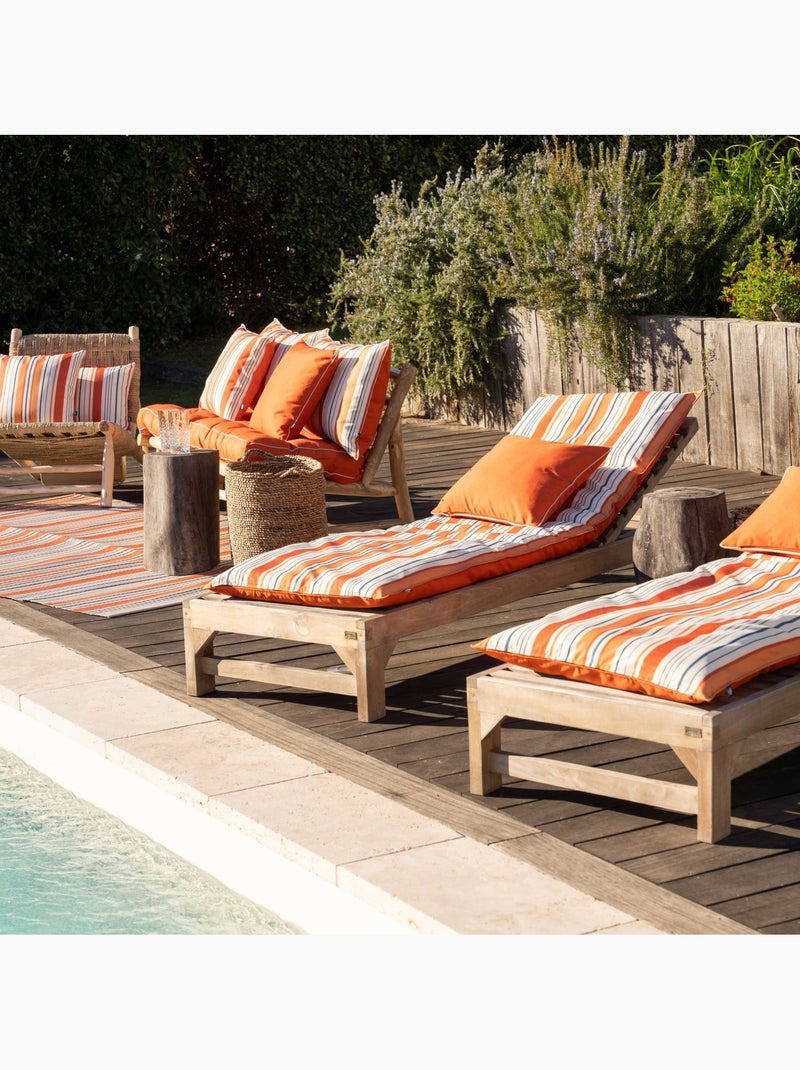 Matelas bain de soleil extérieur rayé Orange - Kiabi