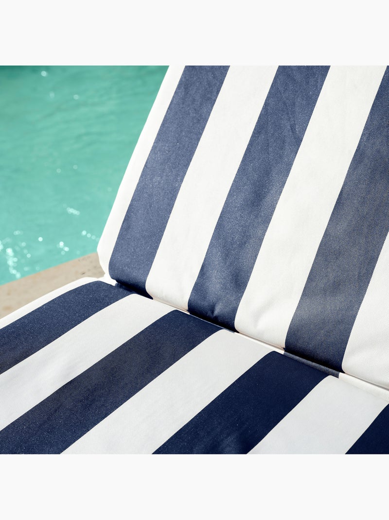 Matelas bain de soleil imperméable déhoussable à rayures ARCACHON Bleu foncé - Kiabi