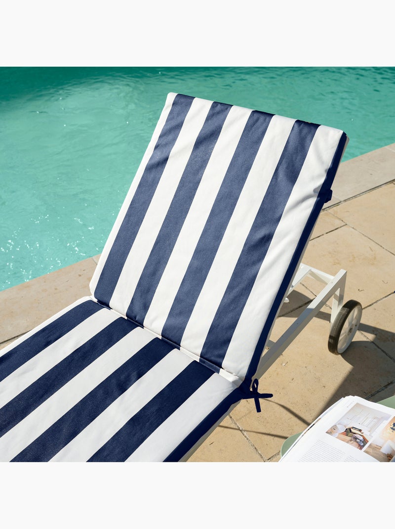 Matelas bain de soleil imperméable déhoussable à rayures ARCACHON Bleu foncé - Kiabi
