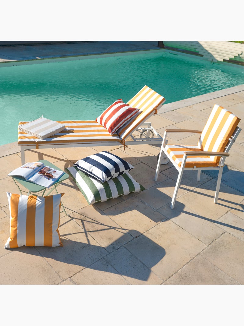 Matelas bain de soleil imperméable déhoussable à rayures ARCACHON Lin - Kiabi