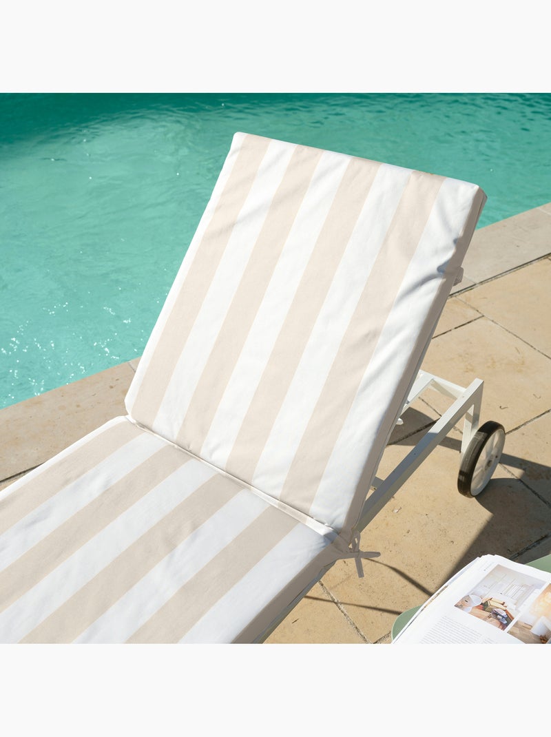 Matelas bain de soleil imperméable déhoussable à rayures ARCACHON Lin - Kiabi