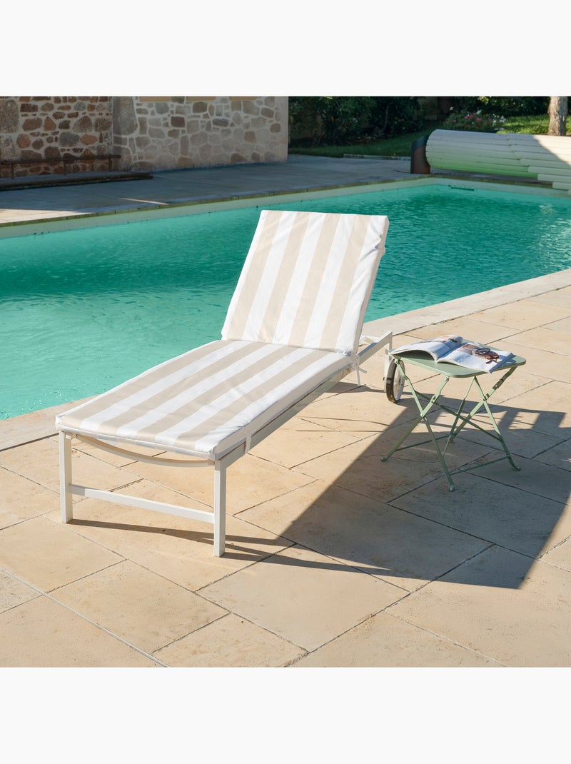 Matelas bain de soleil imperméable déhoussable à rayures ARCACHON Lin - Kiabi