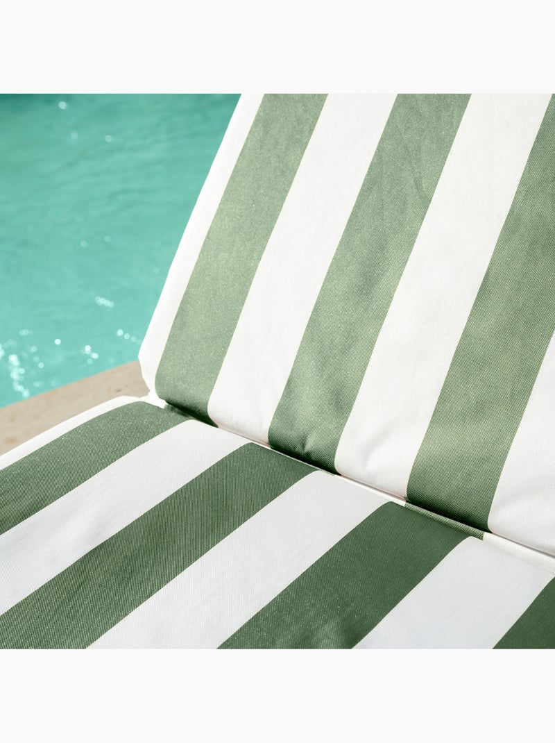 Matelas bain de soleil imperméable déhoussable à rayures ARCACHON Vert olive - Kiabi