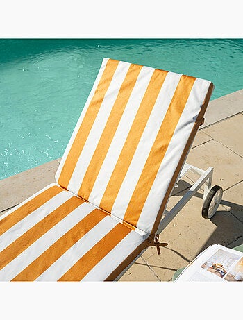 Matelas bain de soleil imperméable déhoussable à rayures pour transat ARCACHON