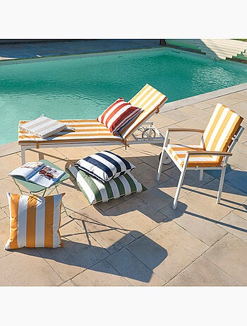 Matelas bain de soleil imperméable déhoussable à rayures pour transat ARCACHON