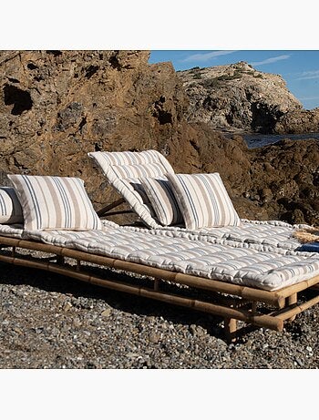 Matelas bain de soleil matelassé à rayures