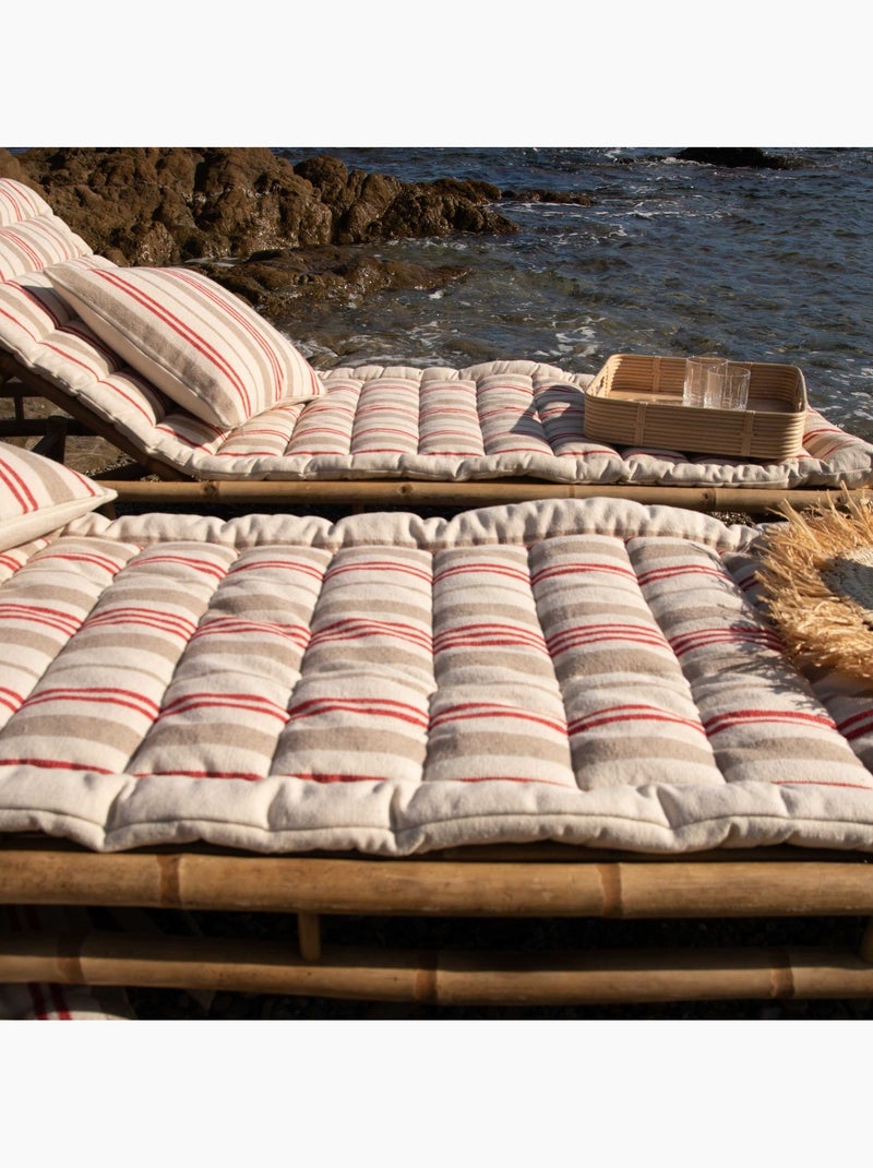 Matelas bain de soleil matelassé à rayures Rouge - Kiabi