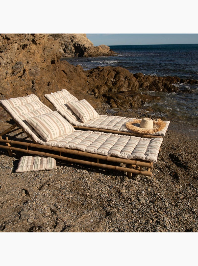Matelas bain de soleil matelassé à rayures Vert olive - Kiabi