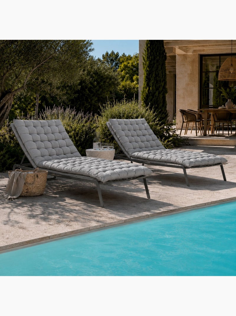 Matelas bain de soleil matelassé coton lavé Gris clair - Kiabi