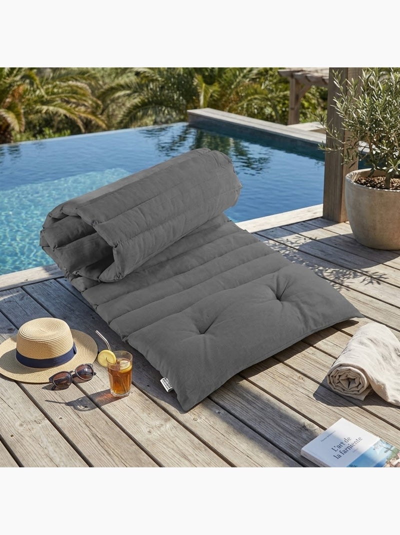 Matelas bain de soleil Pacifique gris 180 x 60 cm Noir Gris anthracite - Kiabi