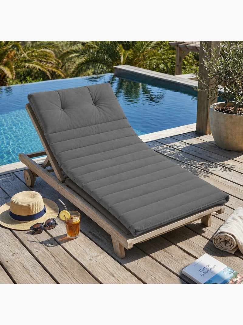 Matelas bain de soleil Pacifique gris 180 x 60 cm Noir Gris anthracite - Kiabi