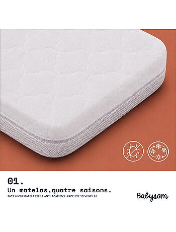 Matelas bébé - 4 saisons - réversible - protection anti-acariens - certifié certipur
