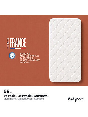 Matelas bébé - 4 saisons - réversible - protection anti-acariens - certifié certipur