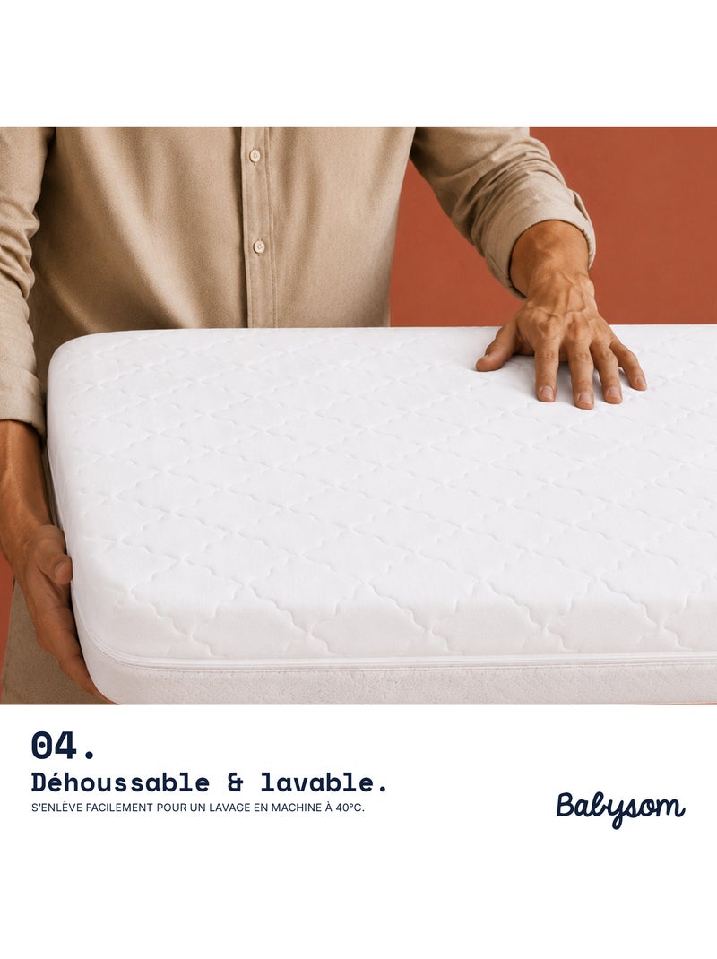 Matelas bébé - 4 saisons - réversible - protection anti-acariens - certifié certipur Blanc - Kiabi