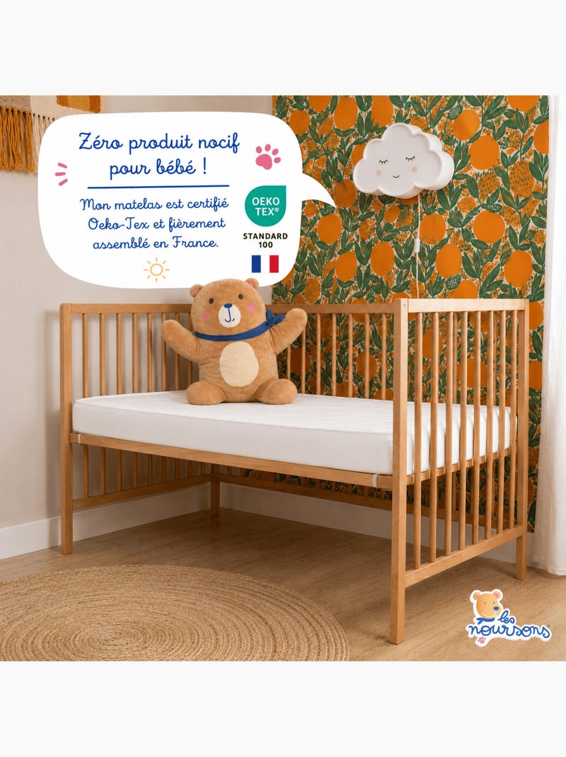Matelas Bébé - 60x120 cm - Réversible - Fabrication française Blanc - Kiabi