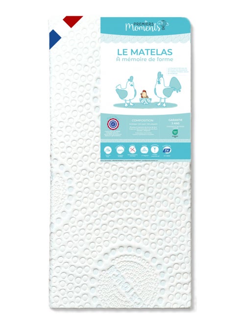 Matelas bébé 60x120 cm - Mémoire de forme - Kiabi