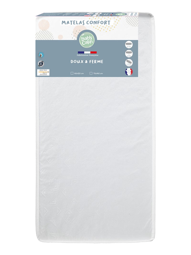 Matelas bébé 60x120 cm Confort - Doux et Ferme - Babycalin Blanc - Kiabi