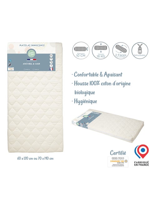 Matelas bébé 60x120 cm Innocence Bio - Naturel et Sain - Kiabi