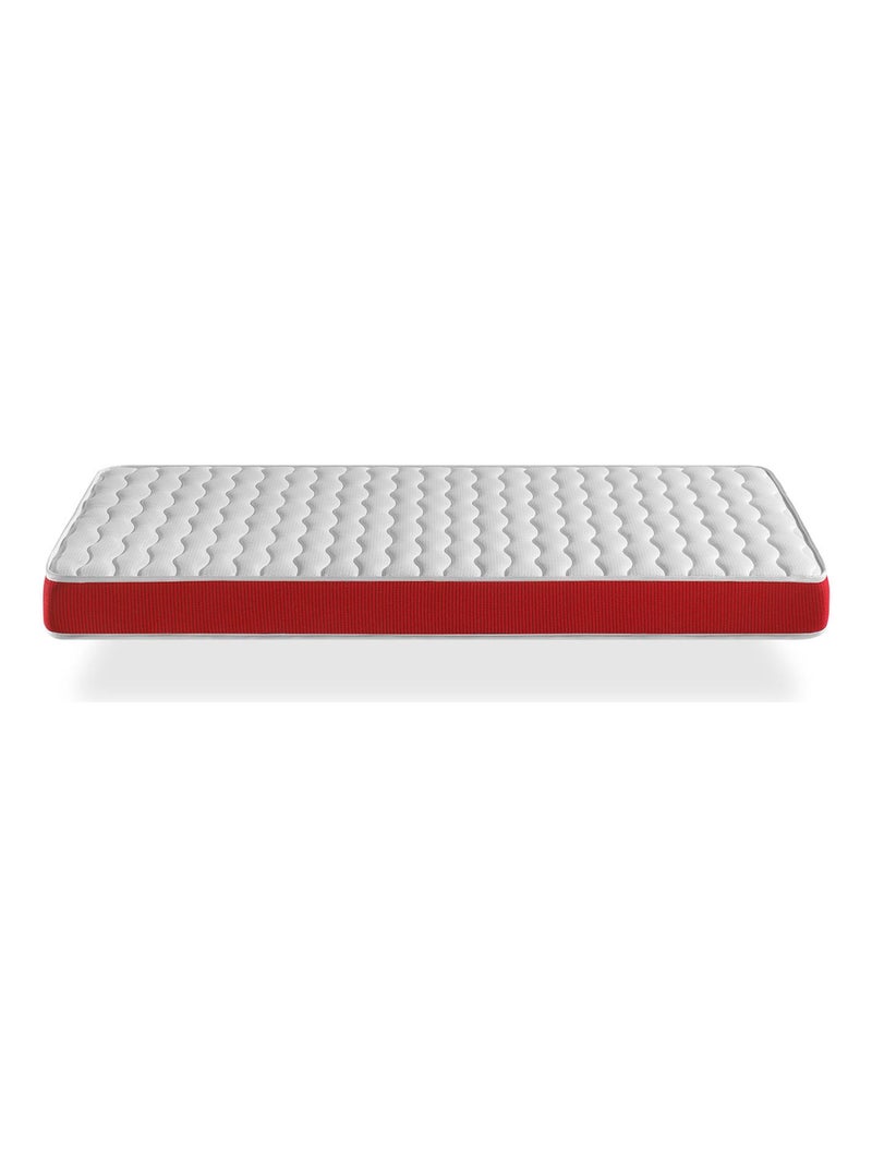 Matelas bebe 60x120 VELVET mousse, Epaisseur 11 cm Respirante et ergonomique. Fermete ideal Blanc Rouge - Kiabi