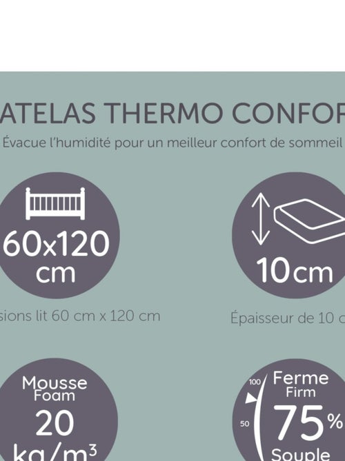 Matelas bébé 60x120cm Thermo Confort - Kiabi
