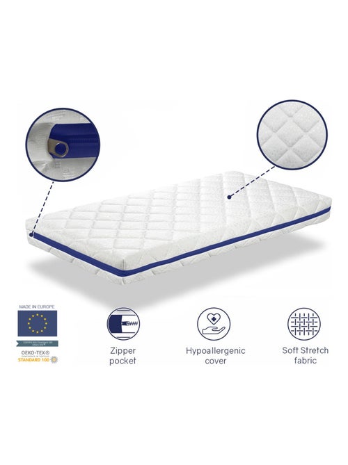 Matelas bebe 67X137 HERMES mousse, Epaisseur 11 CM, Respirante et Dehoussable. Fermete ideale - Kiabi