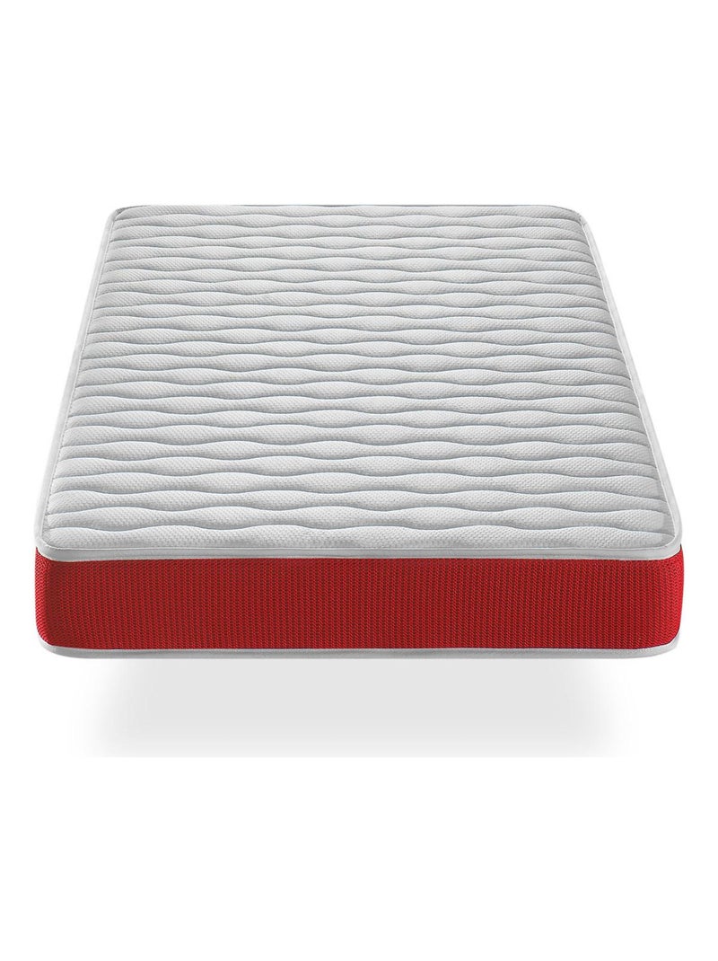 Matelas bebe 70x1140 VELVET mousse, Epaisseur 11 cm Respirante et ergonomique. Fermete ideal Blanc Rouge - Kiabi