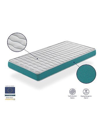 Matelas bebe 70x140 EKOZEN mousse, Epaisseur 11 cm Respirante et ergonomique. Fermete ideal