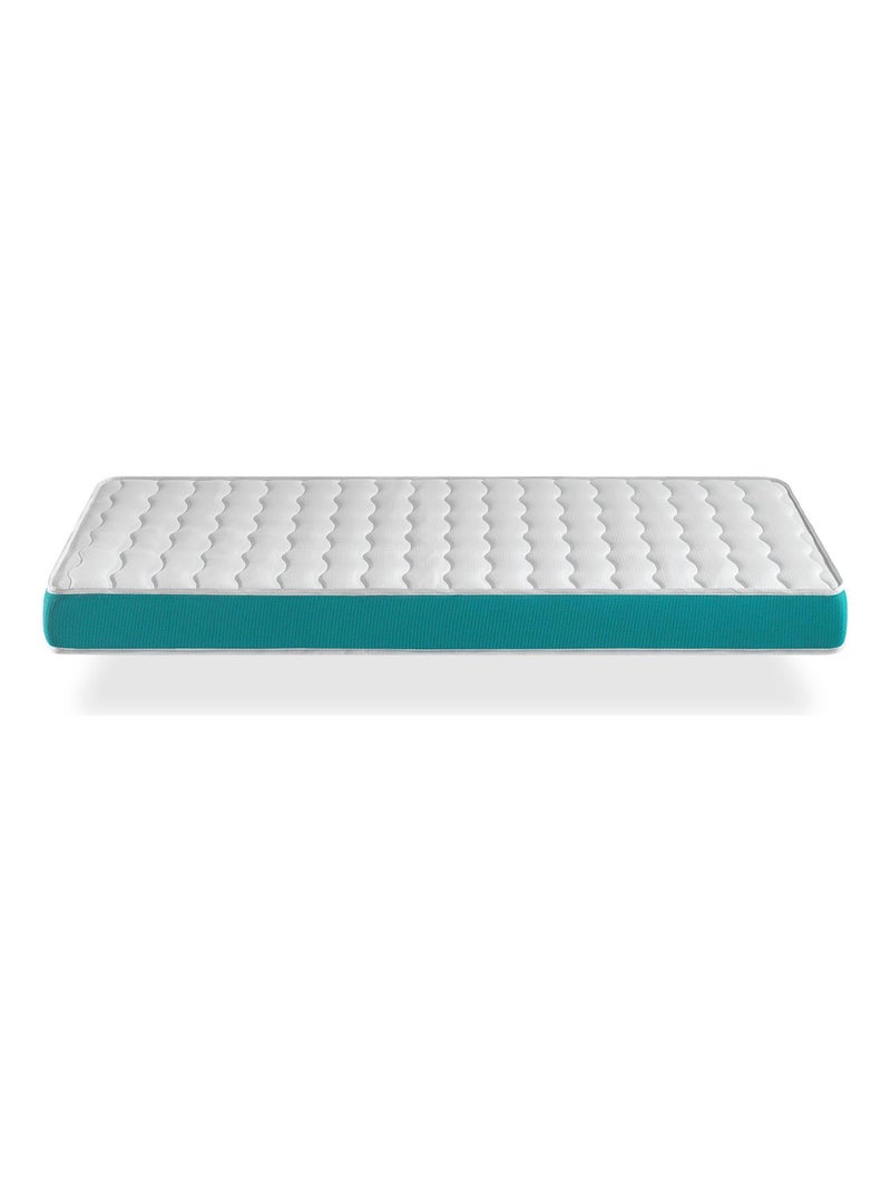 Matelas bebe 70x140 EKOZEN mousse, Epaisseur 11 cm Respirante et ergonomique. Fermete ideal Blanc Vert - Kiabi