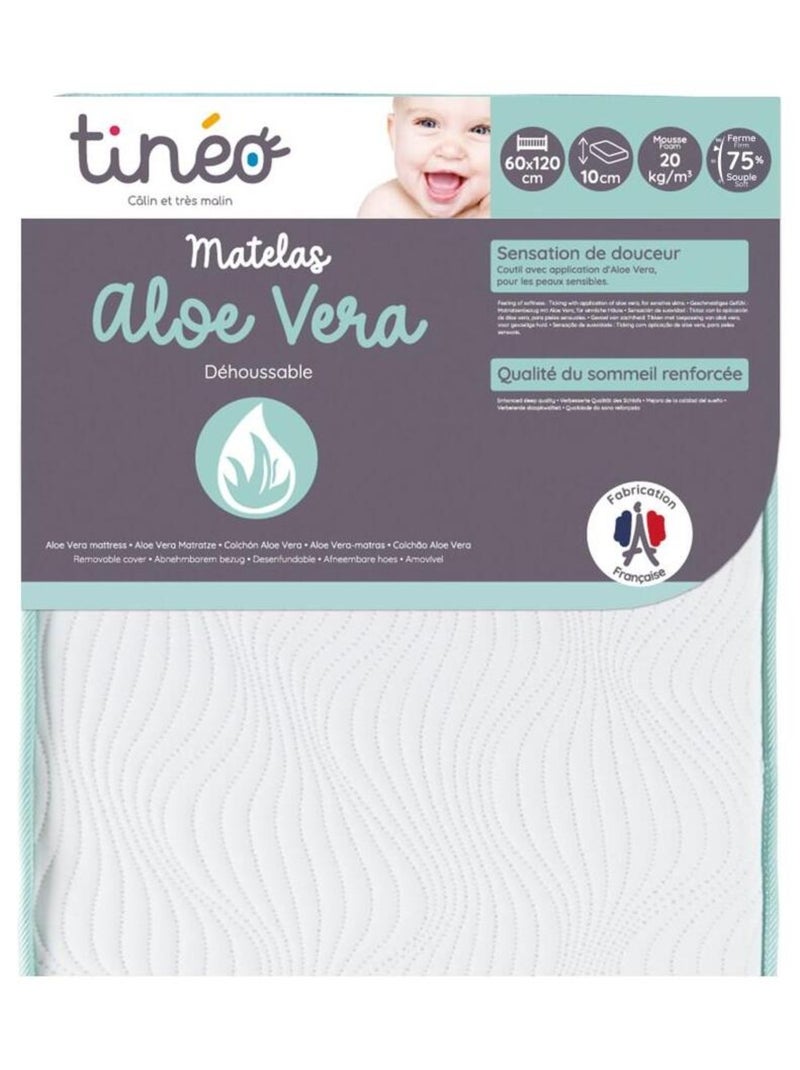 Matelas bébé Aloe vera - 60 cm x 120 cm x 10 cm Blanc - Kiabi